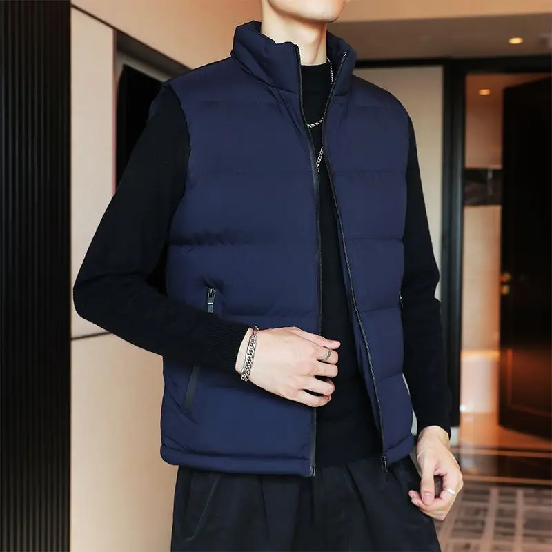 

Men's Autumn Winter Thickened Down Vest Jacket Trendy Outerwear Thick Warm Casual Blazer for Outdoor Activities