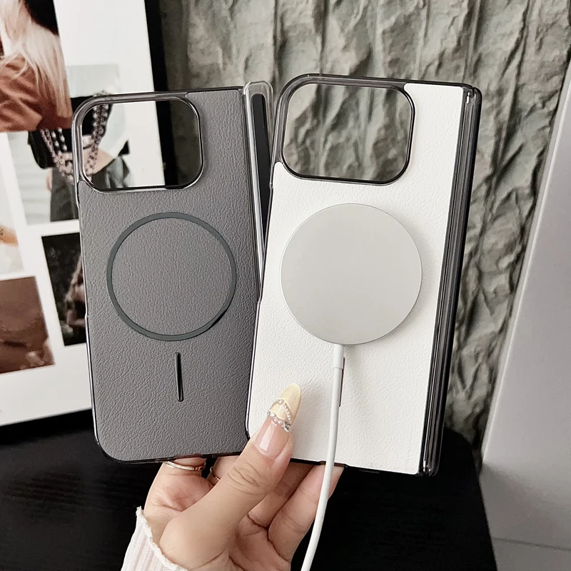 

For Google Pixel 10 Pro Fold Case ELVEV Magnetic PU Leather Dropproof Hard PC Anti-fingerprint Folding Cover