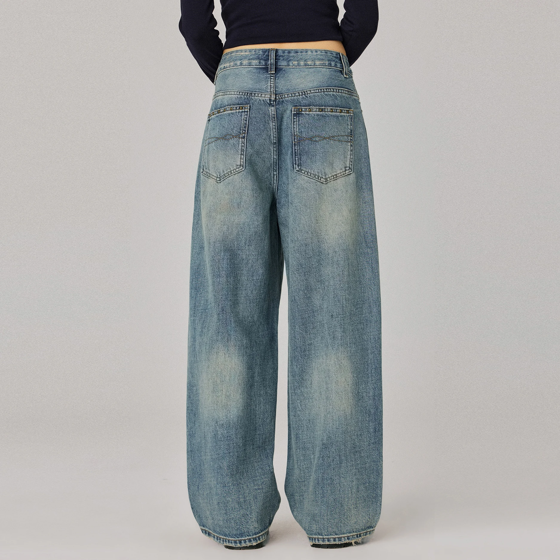 YESCCI Autumn New Jeans For Woman Loose Vintage Washed Jeans Denim Multi Pockets Casual Trousers Street Daily Outfits Y726082121