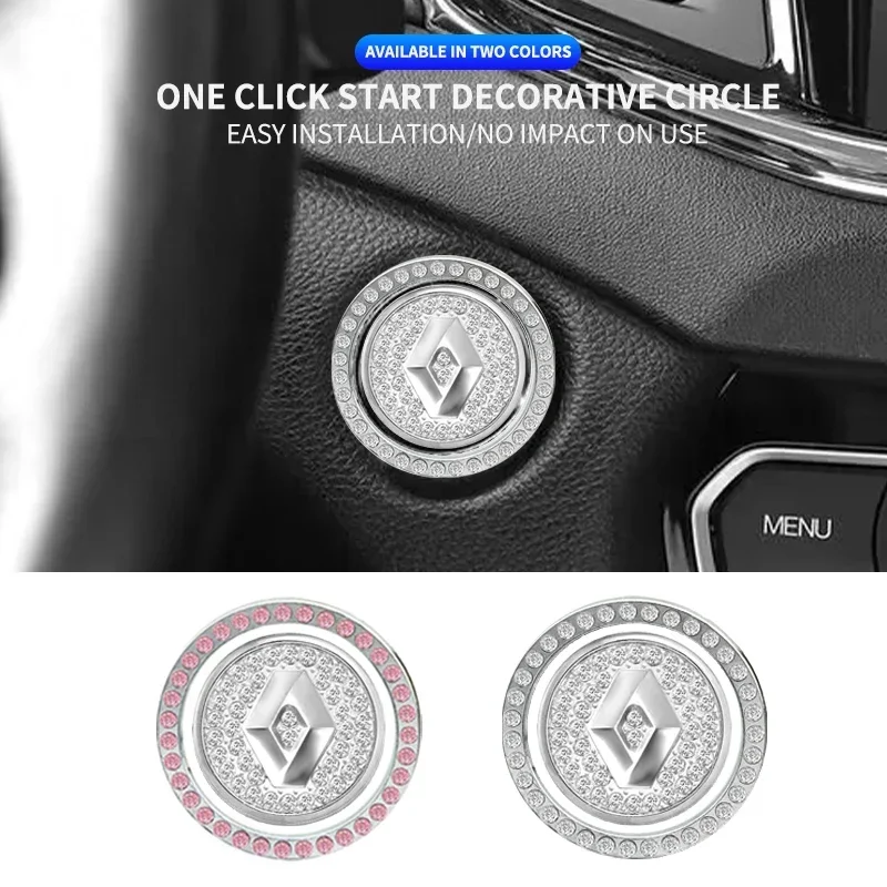 Car Logo One-click Button Start Stop Engine Sticker For Renault ZOE QM6 Austral Kardian Rafale Kangoo Arkana Clio Koleos Megane