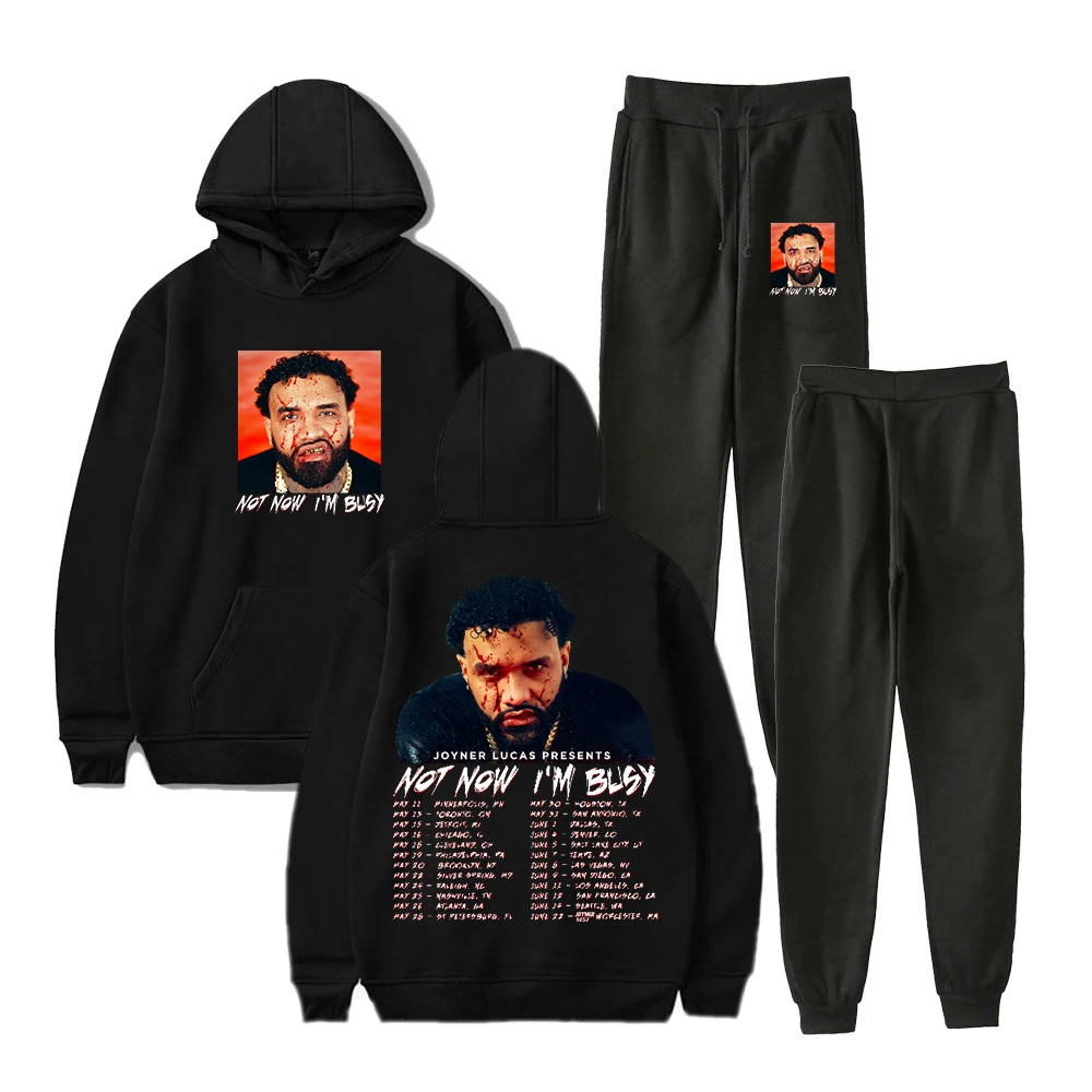 

Joyner Lucas Not Now I'm Busy Tour 2024 Pullover Hoodie Jogger Pants Two Piece Set Sweatshirts+Sweatpants Women Men's Set