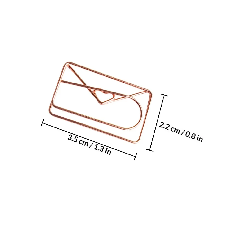 20Pcs Heart Envelope Paper Clips Decorative Stationery Organizer Portable Document Fasteners for Office Planner Notebook