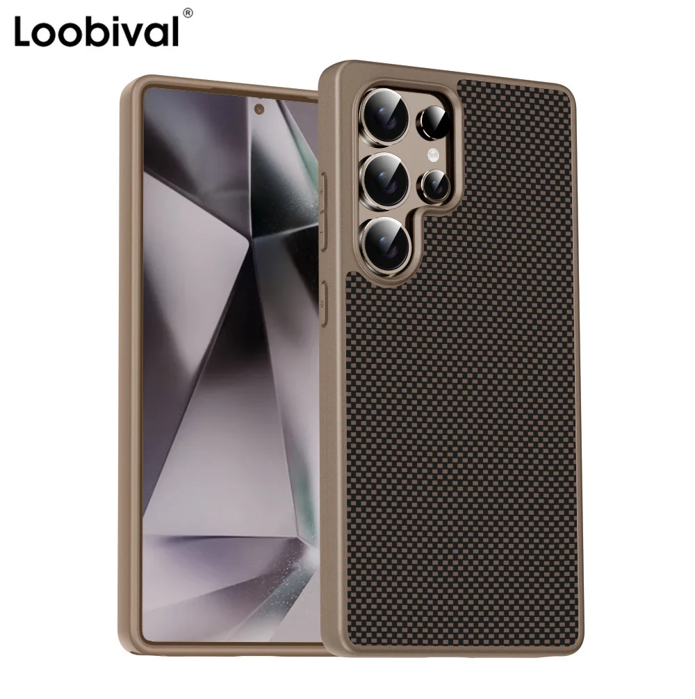 Luxury Fiber Pattern Business Phone Case for Samsung Galaxy S25ultra S25 S24 S23 Plus Ultra Shockproof Bumper Soft Cases Cover