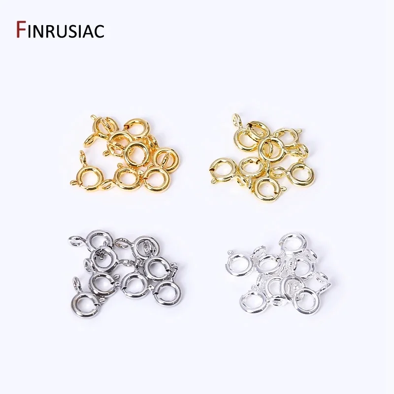 4 Sizes 14k/18k Gold Plated Brass Spring Clasps Round Lobster Clasps For DIY Bracelets Necklaces Making Findings Wholesale