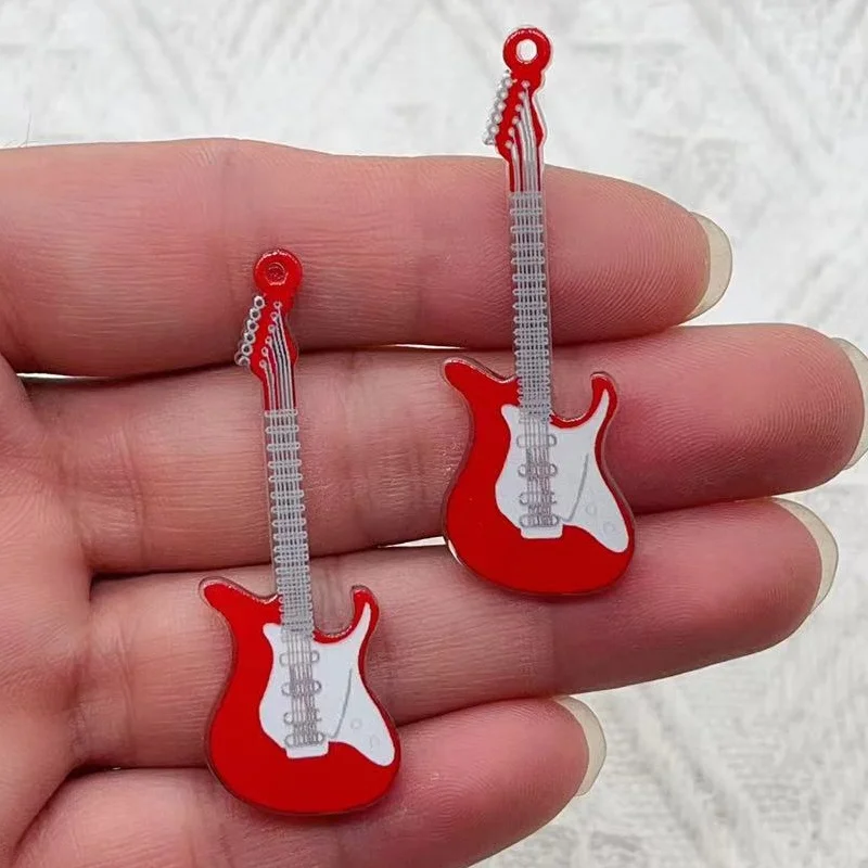 10PCS acrylic guitar pendant shiny and fashionable Kawaii pendant DIY necklace earrings bracelets keychain accessories