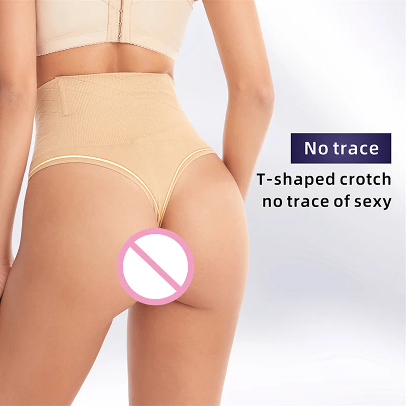 2pcs Women\'s Underwear Tummy Control Thong High Waisted Body Shaper Panty Trainer Butt Lifter Knickers Seamless Shapewear