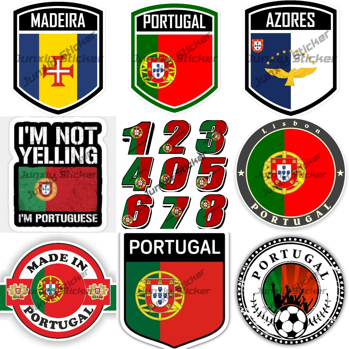 

Portugal Coat of Arms Waterproof Decal Azores Madeira Lisbon Portugal Flag Emblem Stickers Celebrate Azorean High-Quality Decals