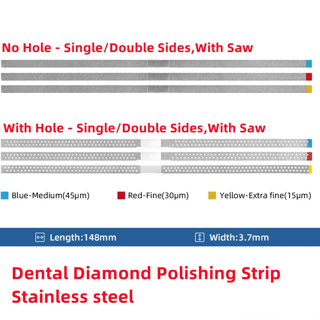 Dental Diamond Polishing Strip with/without Hole Sanding Surface Single/Double Sides Polishing Teeth Whitening Materials