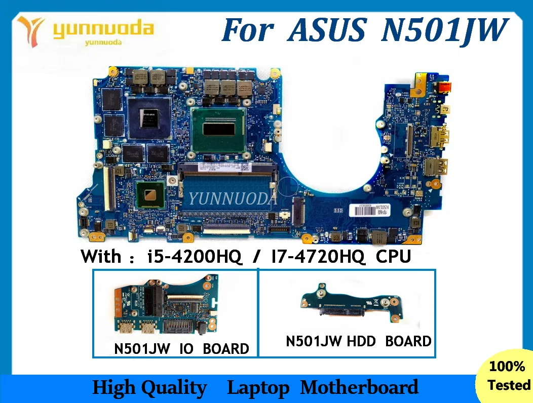 

N501JW для ASUS N501JW G501J G501JW Материнская плата ноутбука с процессором I5 I7 GT960M 2G GPU 8G RAM IO HDD Светодиодная плата 100% протестирована
