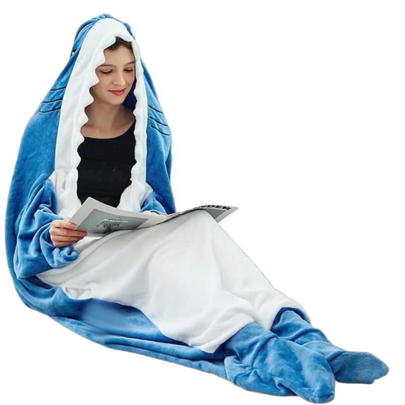 الفانيلا يمكن ارتداؤها القرش بطانية الكرتون تأثيري حلي الكبار التخييم كيس النوم كرنفال فستان الحفلات #5