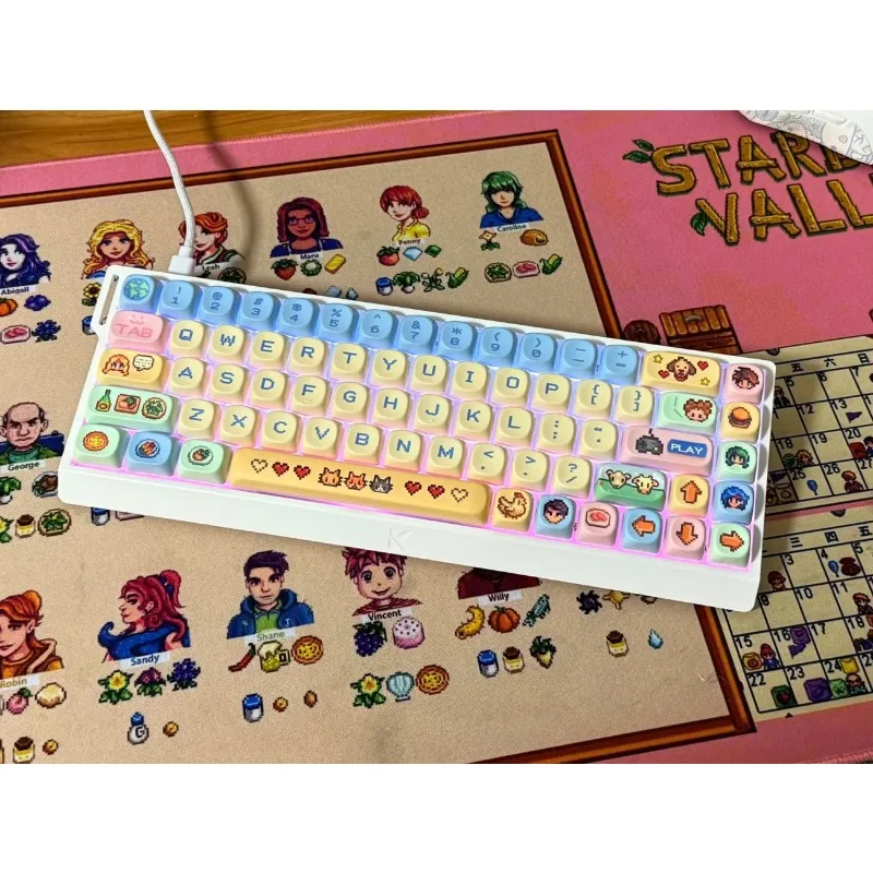 

Набор колпачков для клавиш Stardew Valley, 137 клавиш, PBT, изготовленный на заказ колпачок для клавиш EOA/Cherry Profile, игровой колпачок для клавиш Star Duli, колпачок для механической клавиатуры