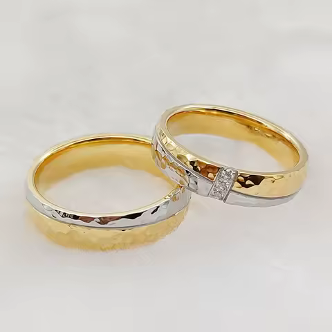 Designer Wedding Rings For Men Women Alliances High Quality Unique Hammered Silver 14k Gold Plated Jewelry Promise Couples Ring