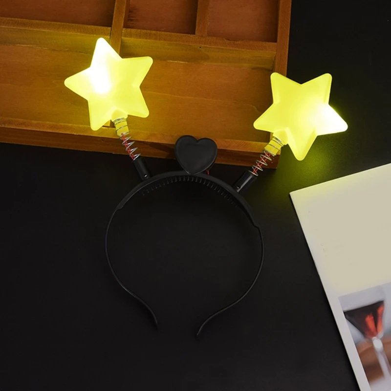 Concert Christmas Women Students Washing Face Hairband Shinning Bouncing Star Headbands LED Light Hair Hoop