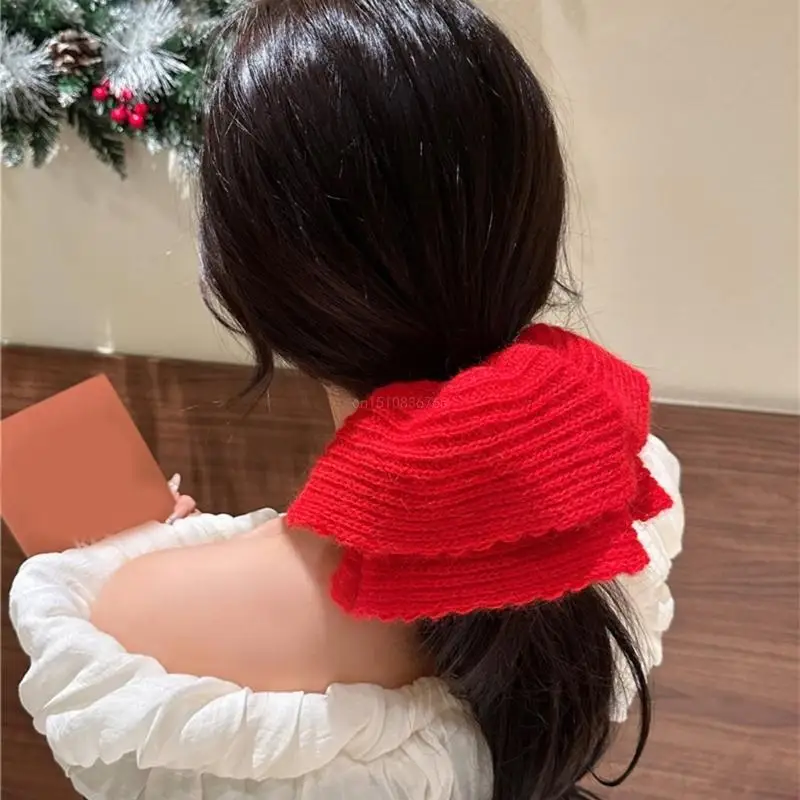 

Knit Hair Rope Hair Bun Scrunchies Elastic Hair Rope Ruffle Hair Scrunchy Vintage HairBands Female Accessories
