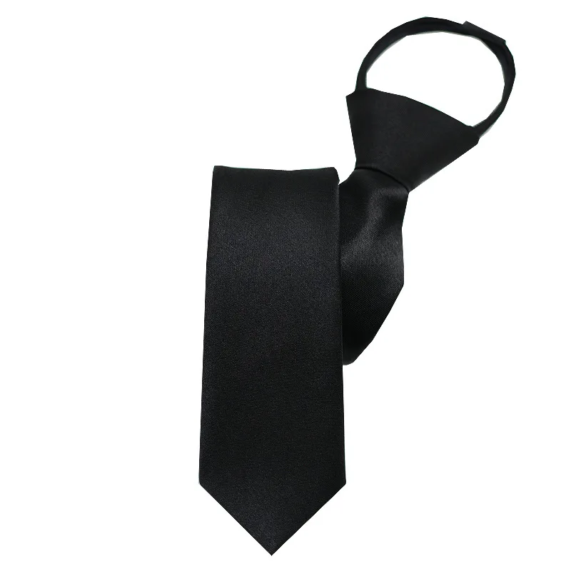 Narrow 5CM Width Men's Black Ties Formal Dress Wedding Party Neckties Polyester White Zipper Tie Women Casual Neckwear Cravate