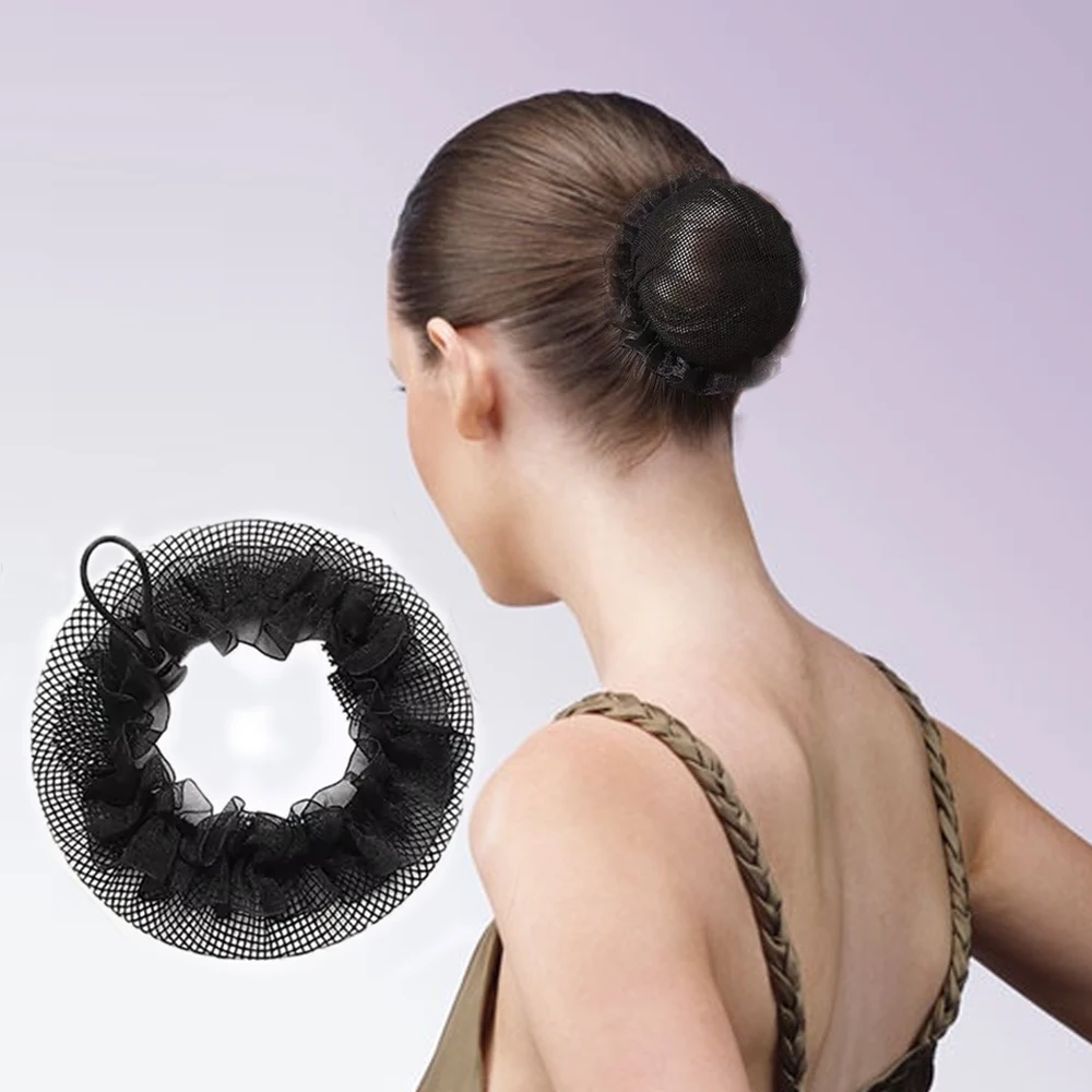 Women Elegant Lace Edge Hair Net Stretchable Nylon Mesh Invisible Reusable Bun Cover Hair Accessory for All Occasions