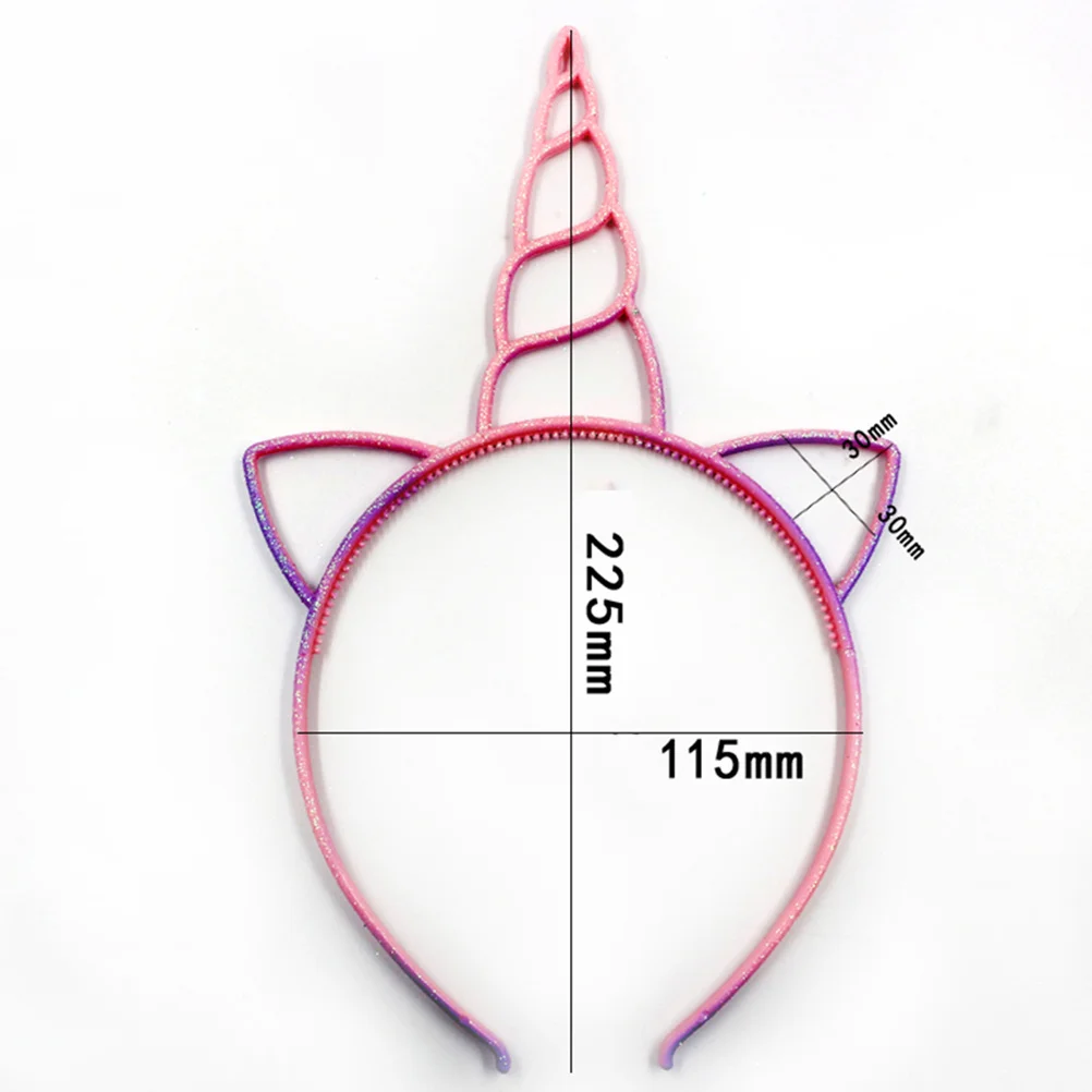 

18Pcs Unicorn Hair Hoops Gradient Color Premium Plastic Resin Kid Child Girl Headdress Party Cosplay Hair Band