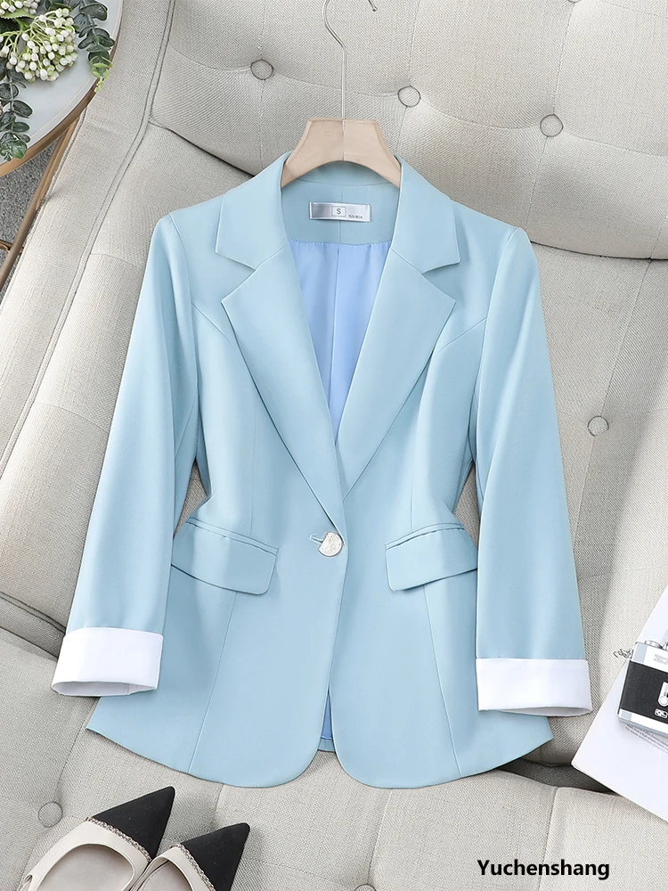 

Blue Black Spring Autumn Women's Blazer Ladies Female Work Fromal Jacket Coat