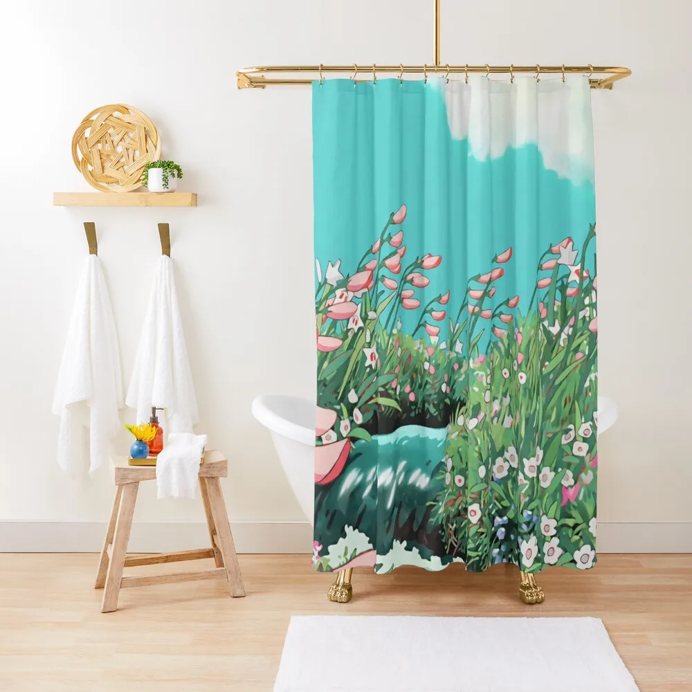 

Anime Flowers in the river Scenery Shower Curtain Bathroom For Shower Funny Shower Bathroom Box Curtain