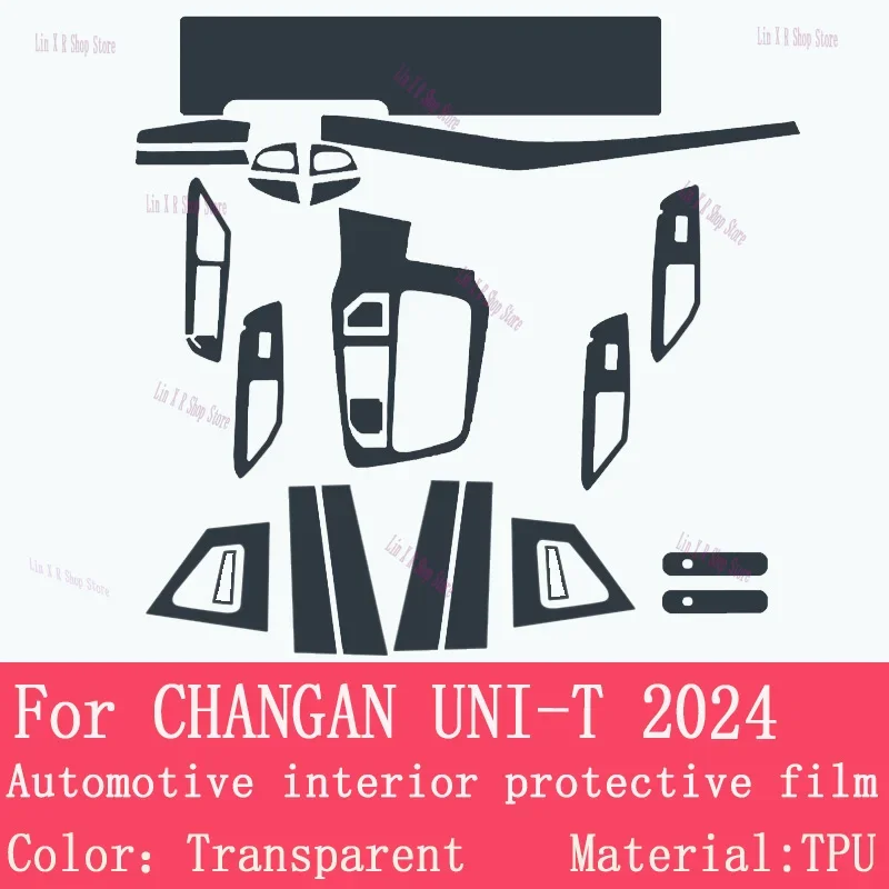 

Защитная пленка из ТПУ для панели коробки передач и навигационного экрана автомобиля CHANGAN UNI-T 2024, антицарапийная наклейка, аксессуары PPF