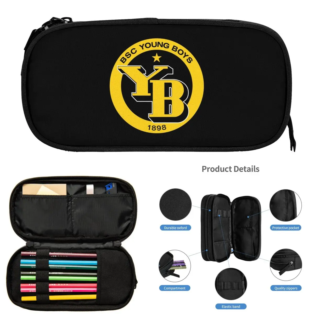 

BSC для молодых мальчиков, швейцарский футбол, спортивные болельщики, берн, Швейцария, пеналы для студентов, коробка для ручек, сумка для карандашей, большая вместительная сумка для карандашей