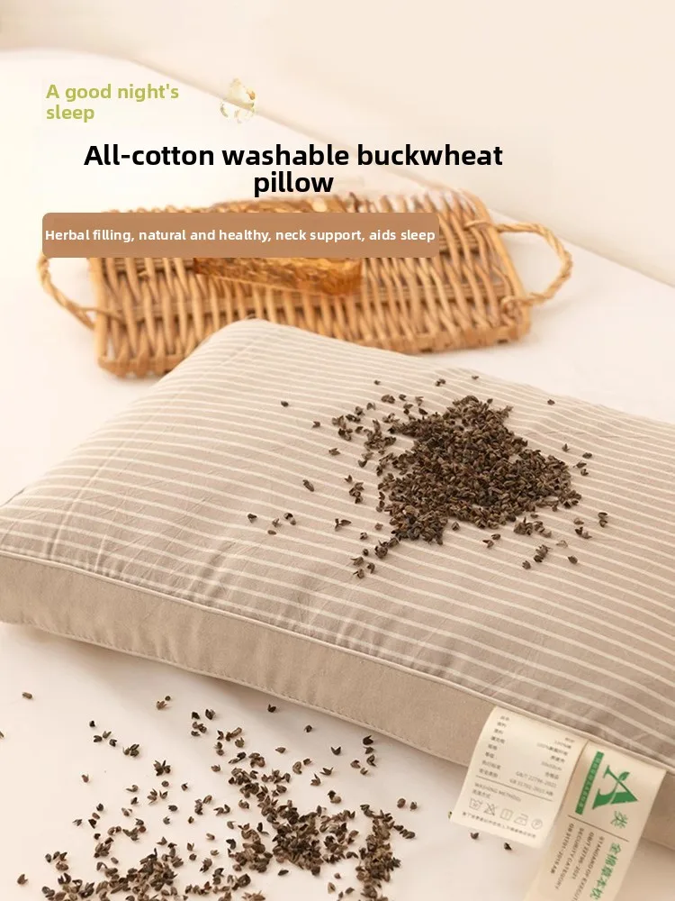 

Pure Cotton Buckwheat Hull Pillow Core Home Use Neck Support Sleep Aid Adult Men Women Comfortable Sleeping Pillow