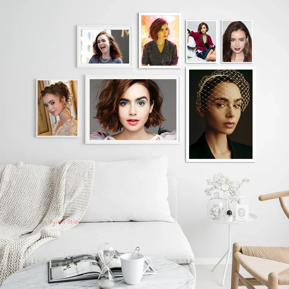 Lily Collins Poster Modern Wall Decor Movie Star Prints Canvas Art Wall Picture For Living Cafe Room Home Decor Gift