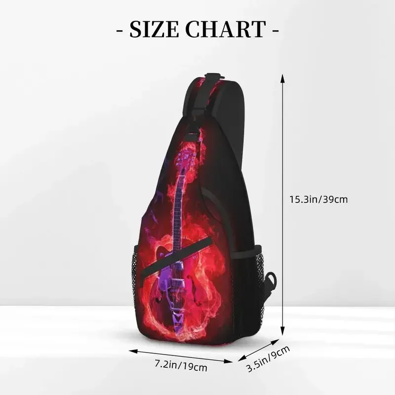 Cool Guitar On Sling Bag for Traveling Men's Musician Rock Music Chest Crossbody Backpack Shoulder Daypack