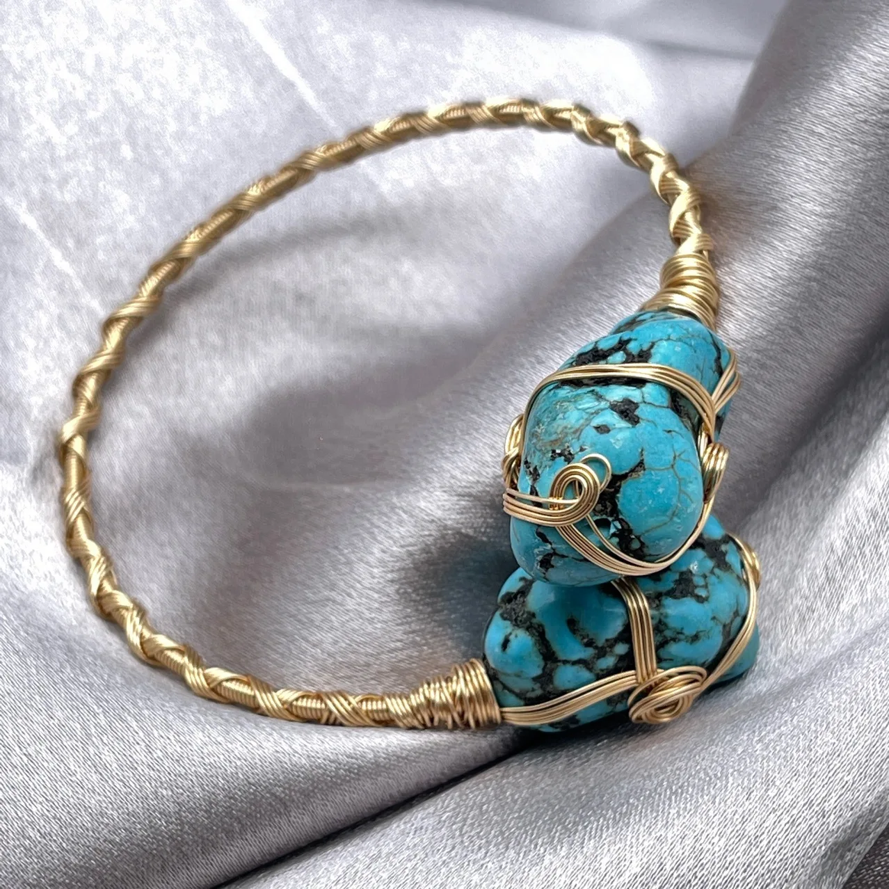 الفيروز سوار المنسوجة يدويا سوار غير النظامية الفيروز قابل للتعديل سوار للنساء البوهيمي خمر الرجعية الإسورة مجوهرات #4