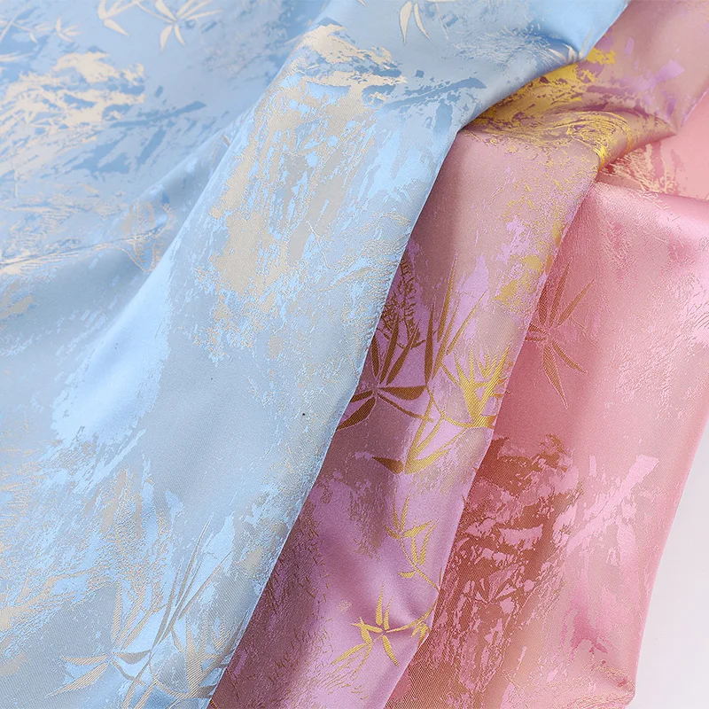 

Двухцветная бамбуковая листовая искусственная шелковая ацетатная жаккардовая ткань с принтом в традиционном китайском стиле для швейного материала Hanfu