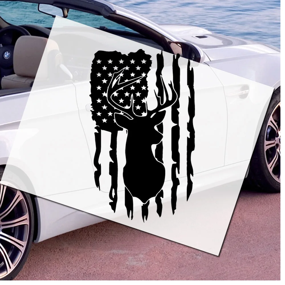 Hot Wild Animals Flag of Elk US Stickers Voiture Vinyl Auto Sticker Oil Tank Cover Car Styling parts