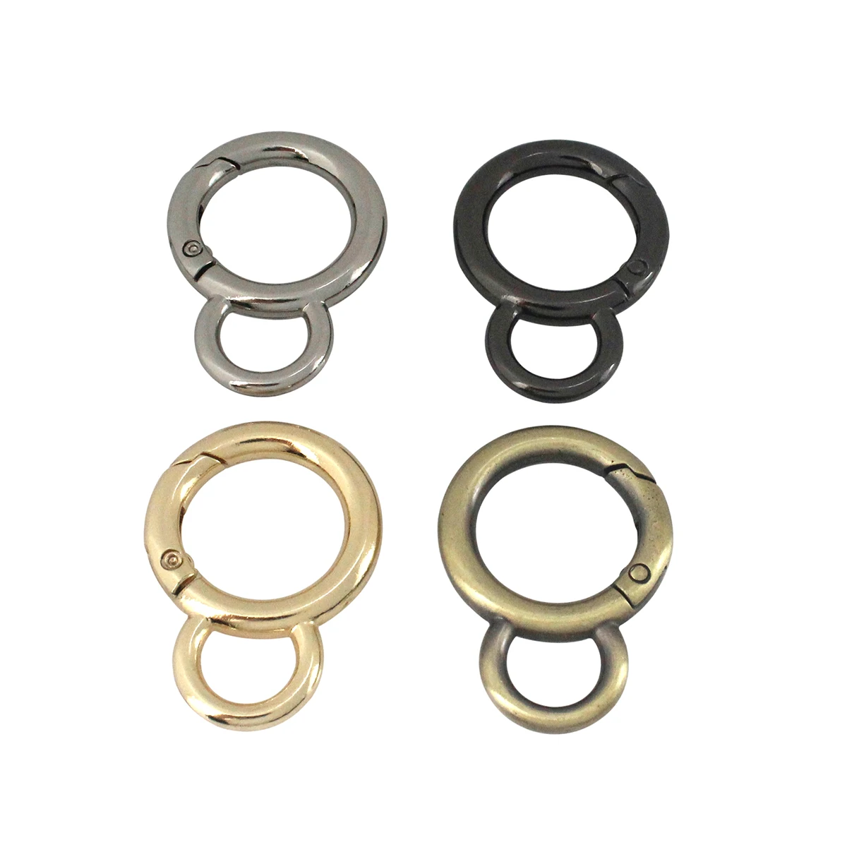 1pcs Double Circle Snap Hook Spring Gate O Ring Trigger Clasps for Leather Craft Bag Strap Belt Connecting Hardware Accessory