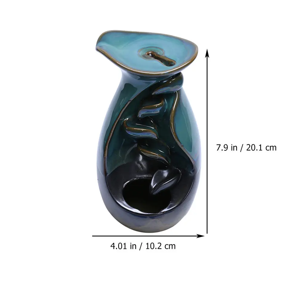 Backflow Incense Burner Ceramic Home Decor Simulated Vase Shape Mysterious Stream Bedroom Sauna Yoga Studio Aroma Therapy Holder