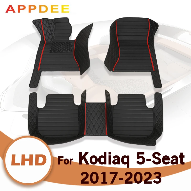 

Автомобильные коврики для Skoda Kodiaq, пять сидений, 2017-2023, 18, 19, 20, индивидуальные автомобильные подкладки для ног, искусственная Обложка, аксессуары для интерьера