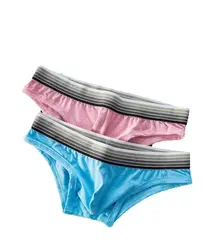 Men's Simple Bikini Skin Friendly Cotton Breathable Sweat Absorption Comfortable Mankini Low Waisted Bulge Pouch Hip Lift Briefs