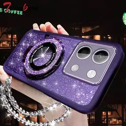 Glitter Crystal Bracelet Magsafe Phone Holder Case For Xiaomi Redmi Note 13 12 11 10 9 11S 10S 9S 8 7 Pro Plus 4G 5G Cover