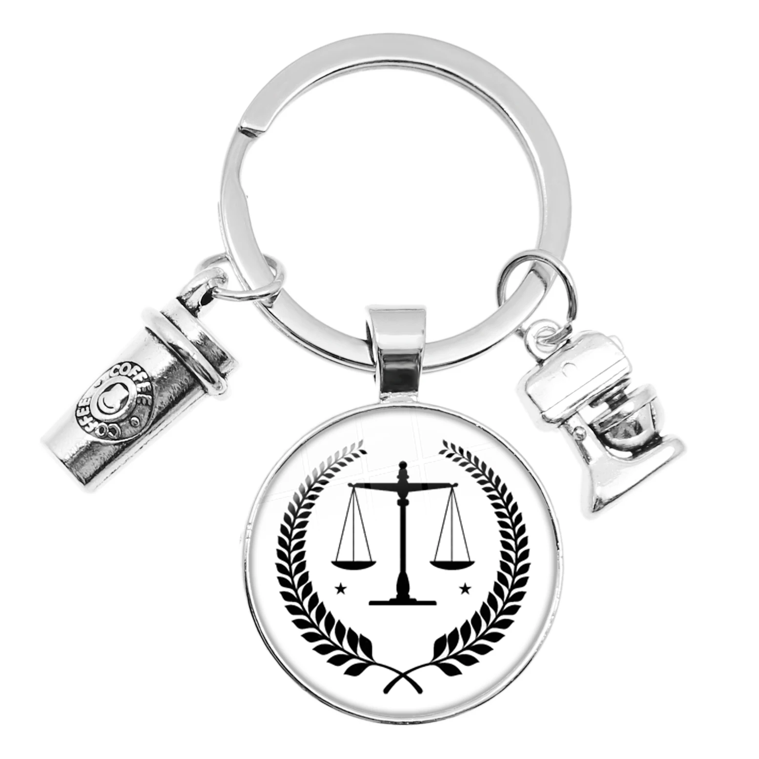 New Lawyer Key Chain Gift Law School Graduation Gift Round Glass Pendant Handmade Creative Gift Jewelry Jewelry for Lawyer Frien