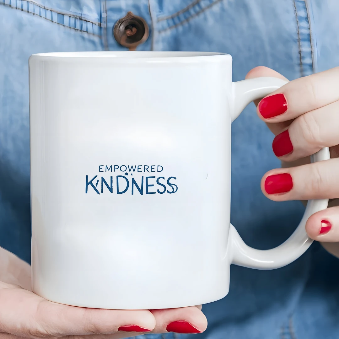 11oz Cup + Hand-painted EMPOWERED & KINDNESS Blue Letter + Kids & Family Office Cup Christmas Gift Box
