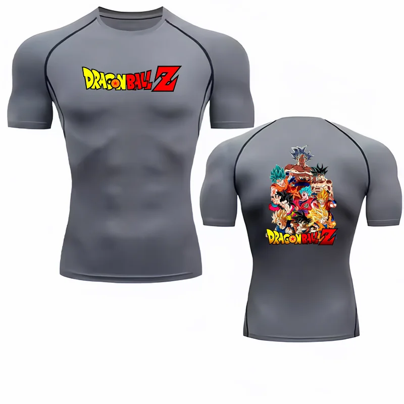 Bandai Dragon Ball Z MenT-shirt All Goku FormsPrint Compression Fitness Gym Quick Dry SportTShirtComfortableBreathableStreetwear