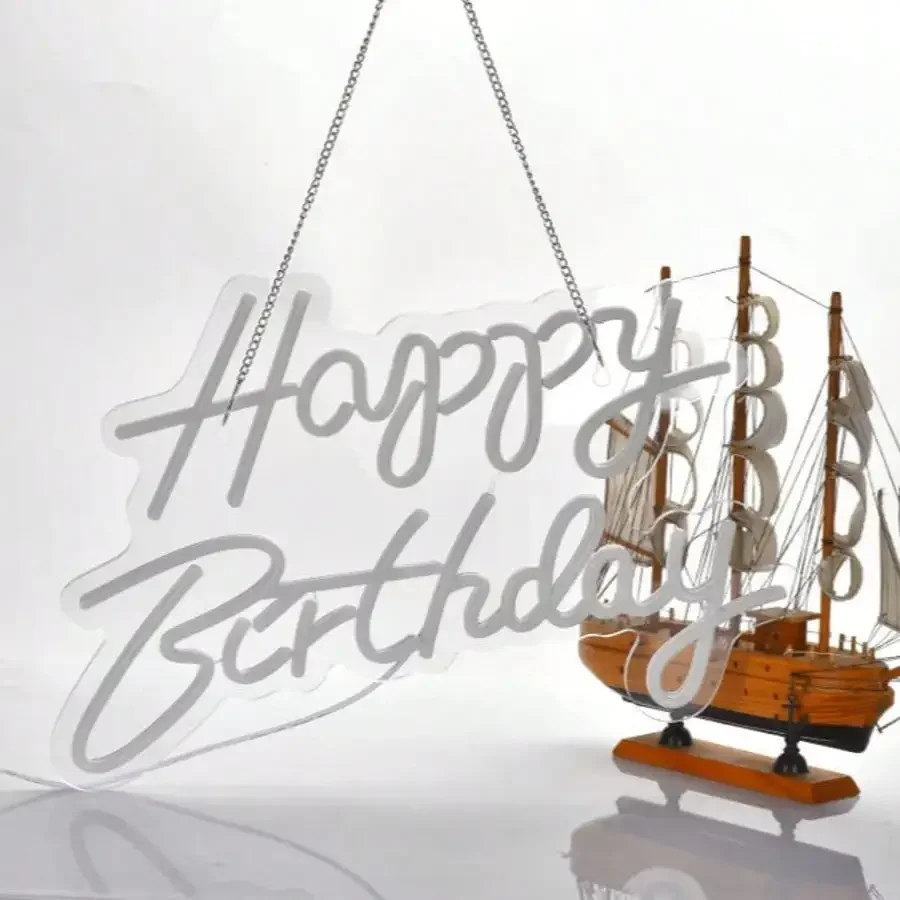 1pc Happy Birthday Neon Light, USB Powered, LED Wall Decor, Suitable For Party, Teen Gift, Birthday Party Decoration, Size: 44.4*27cm