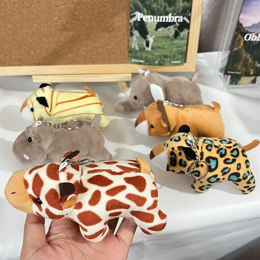 Stuffed Plush Animals Toys Jungle Lion/Elephant Tiger/Giraffe 10cm Hippo Plush Keychain Pendant Leopard Anime Bag Charms Ornmant