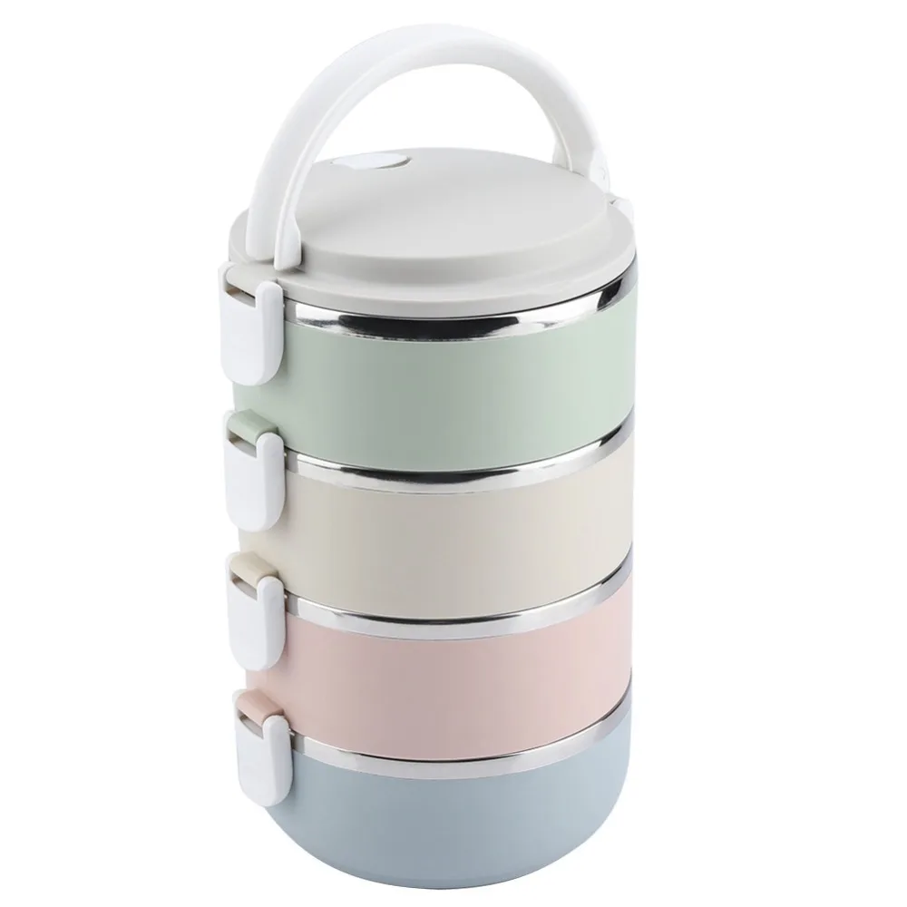 Portable Stainless Steel Lunch Storage Container 2/4 Tier 1400ml/2800ml Leakproof Food Container Thermal Lunch Box For Camping