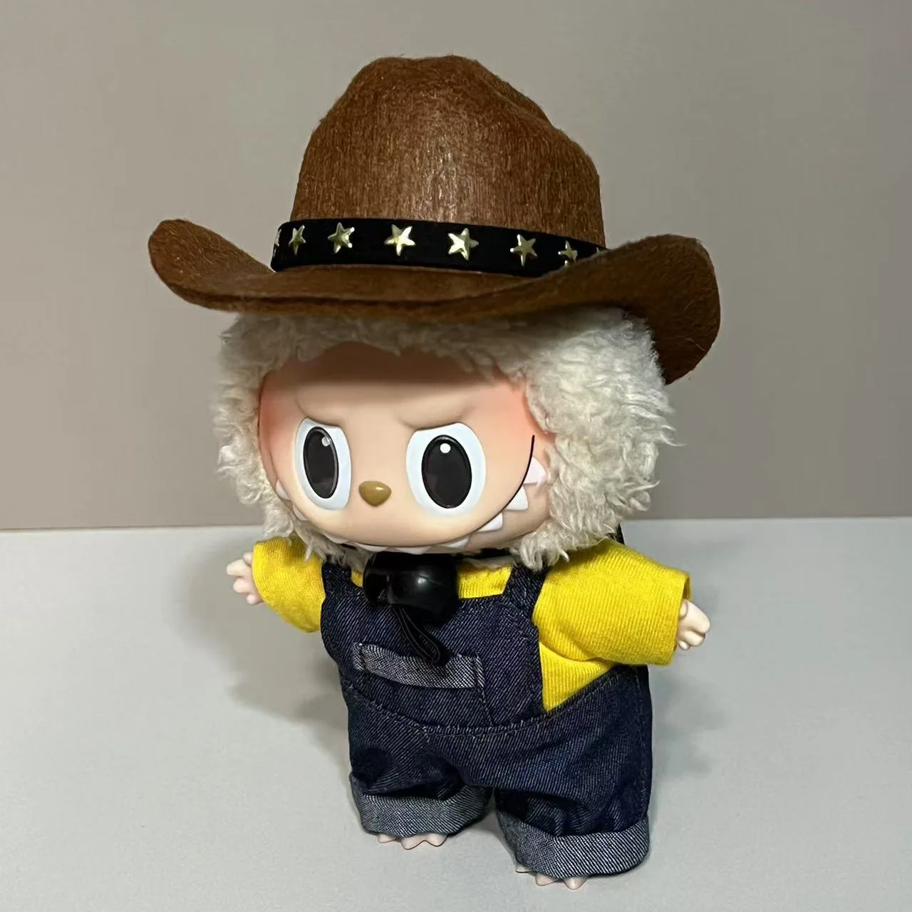 

For 17cm Labubu Doll Clothes Cowboy Style Clothing Overall Doll Accessories Labubu Accessories