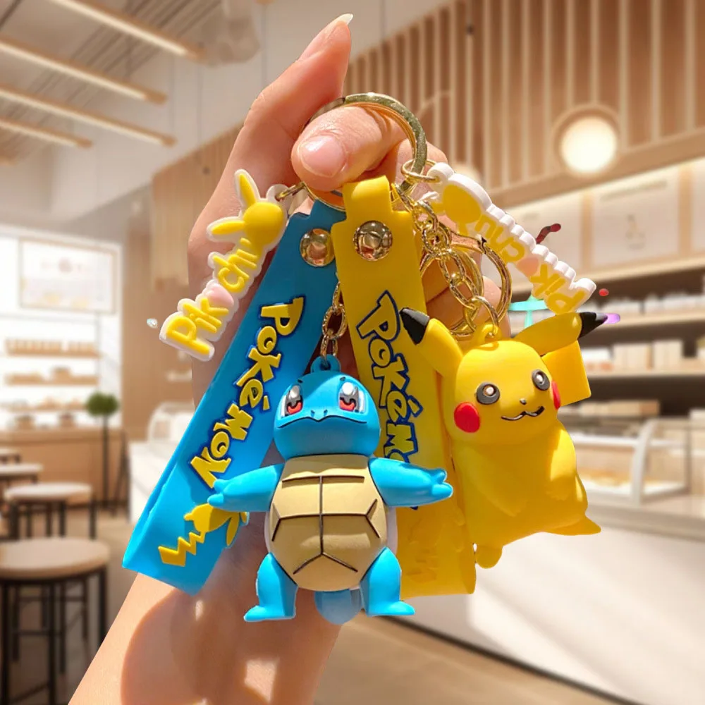 MINISO 1pcsNew Pokemon keychain Pikachu Koda Duck pendant Bead schoolbag pendant Car keychain