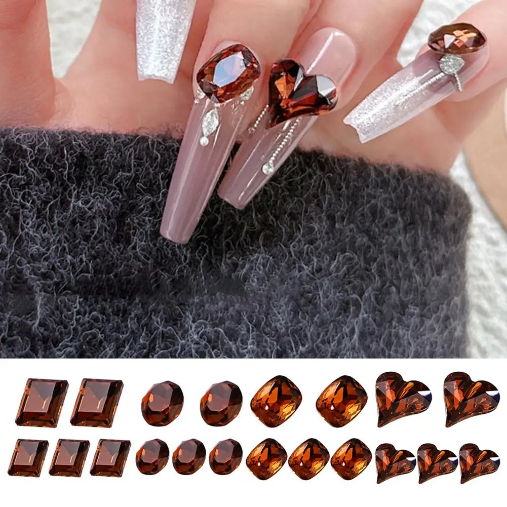 5Pcs Super Flash Coffee Rhinestone Durable Beautiful Brown Faux Crystal Rhinestones For Stunning Nails