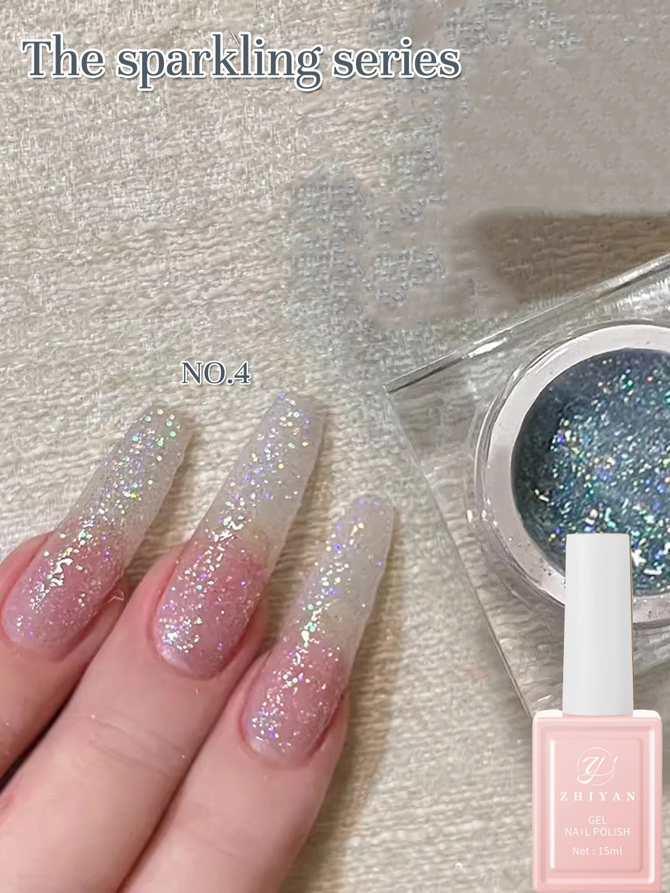 ZHIYAN 12ML 4 colori più venduti Smalto per unghie gel glitter super flash adatto per unghie e unghie dei piedi Unghie bianche Nail Art