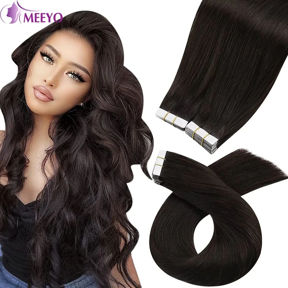 Brazilian Tape In Hair Extensions Human Hair Color #2 Brown Adhesive Invisible Skin Weft 100% Human Hair Extension 16 To 26 Inch