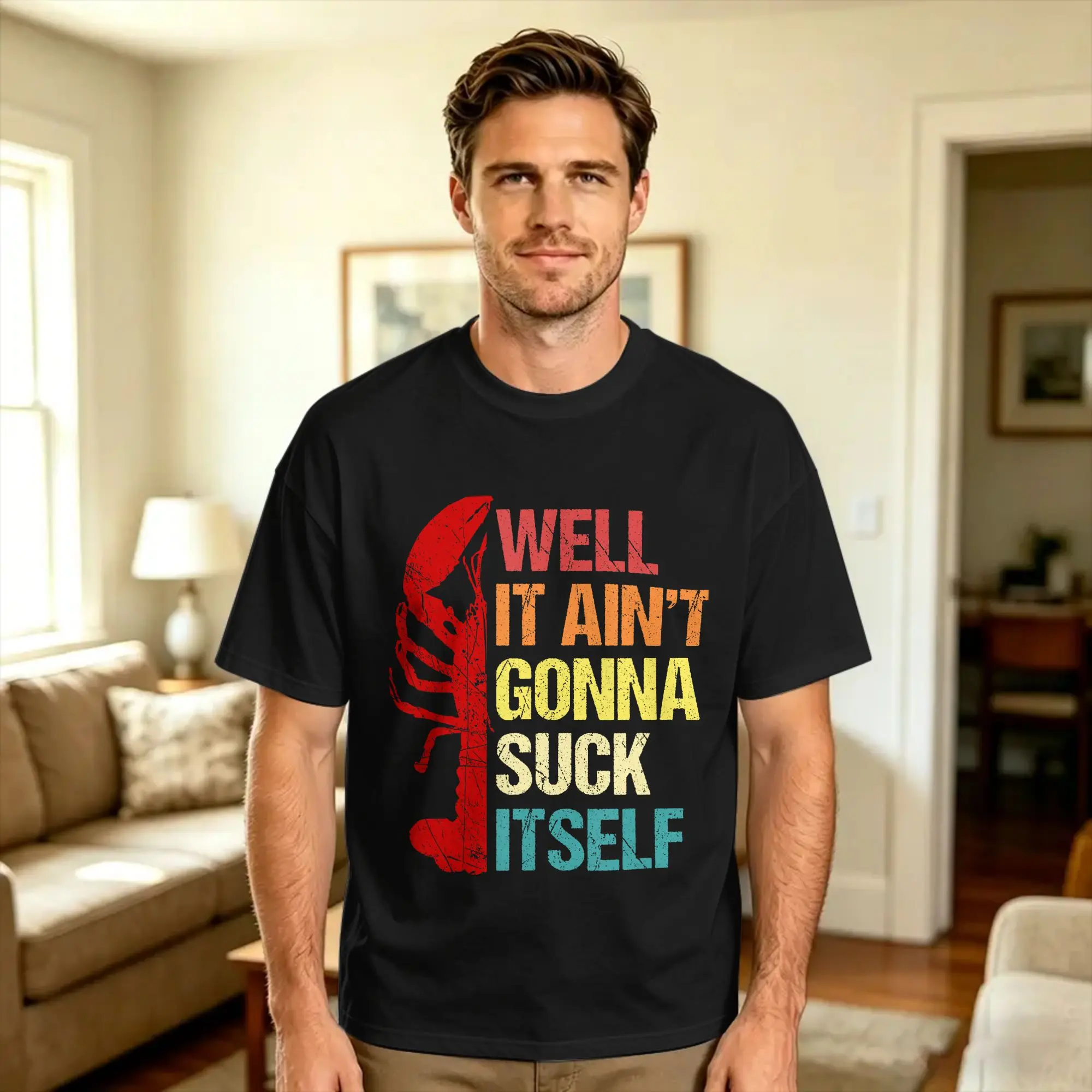 Casual T-Shirt Summer Well It Ain‘t Gonna Suck Itself Cajun Crawfish Boil Vintage Trending T-Shirts Cotton Tee Shirt Short Tees