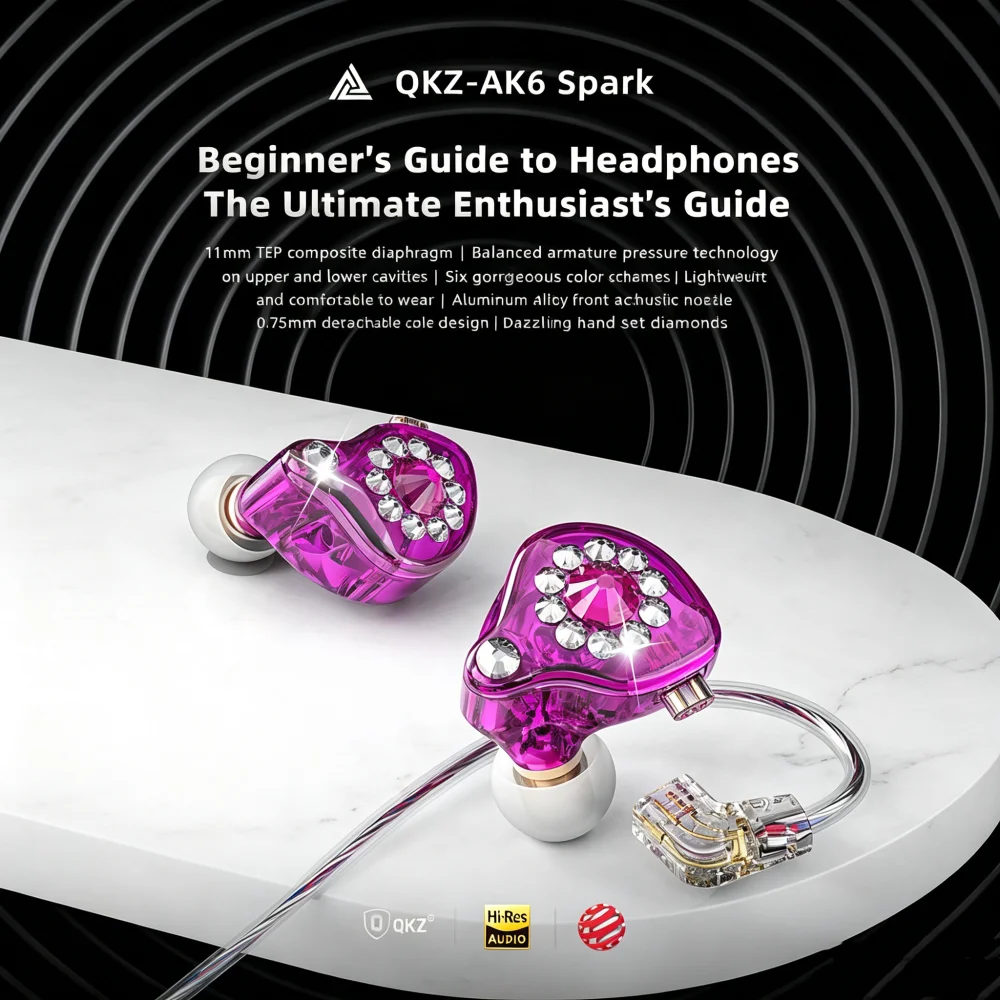 QKZ AK6 Spark In‑Ear Wired Earphones 11mm Dynamic Driver HiFi Deep Bass Headset With Mic 3.5mm Detachable Cable Earbuds