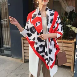 2025 French 130cm New Letter Love Leopard Print Women's Fashion Versatile Decorative Shawl Warm Scarf Sunscreen Square Scarf